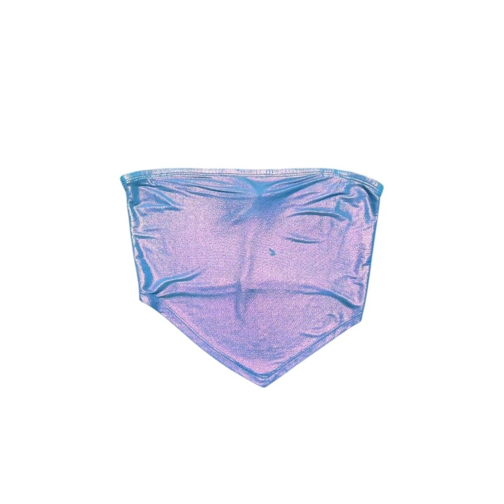 Y2k Charlotte Russe blue purple holographic stretchy club tube crop top size xs